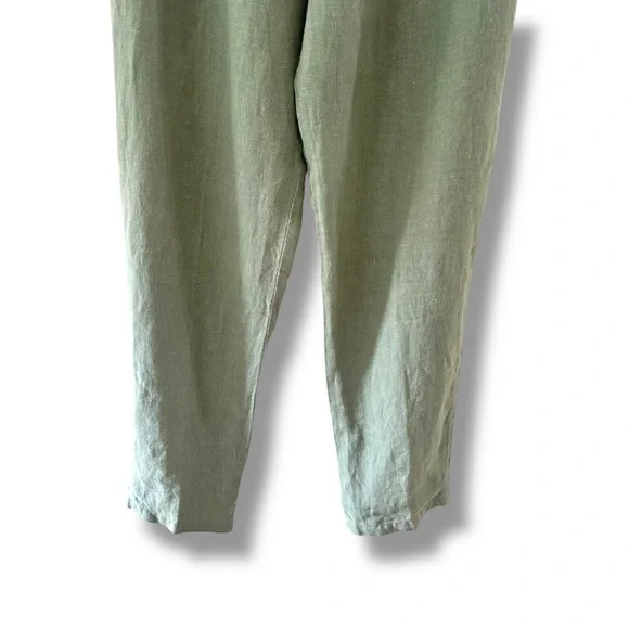NWT Click Sage Green Linen Elastic Waist Pullon Pants Lagenlook Boho Size Large - Picture 4 of 9